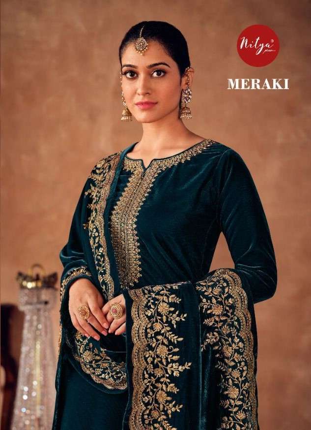 Lt nitya presents Meraki velvet salwar suit wholesaler 