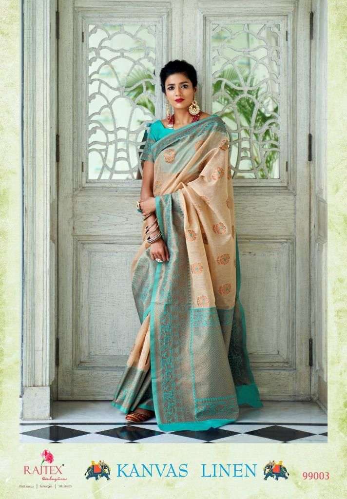 Rajtex presents Kanvas linen silk designer party wear sarees catalog wholesaler 