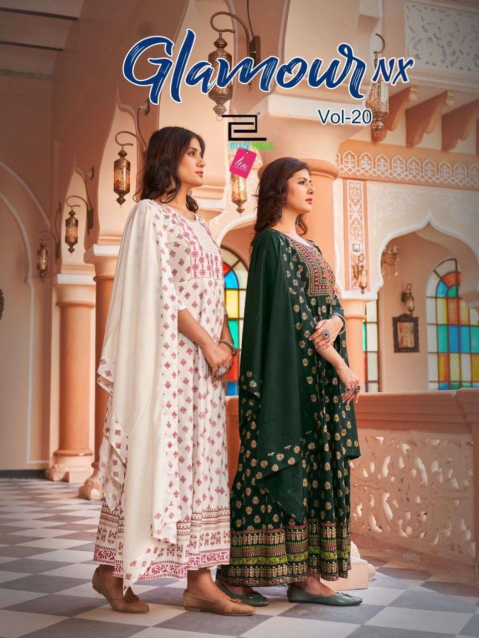 Blue hills presents Glamour vol-20 Rayon long kurtis with dupatta collection 