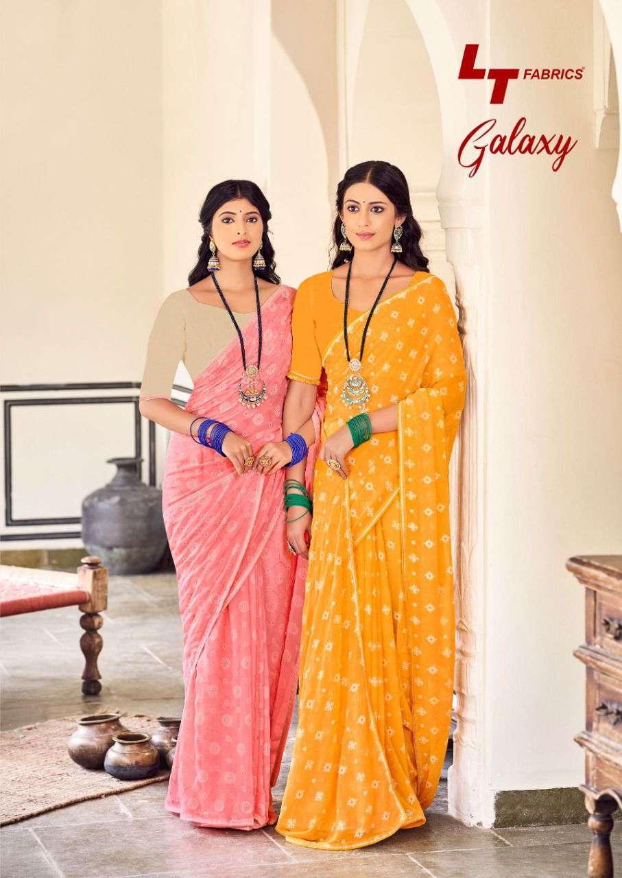 Lt sarees presents Galaxy weightless printed sarees catalog wholesaler 