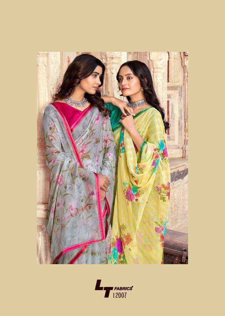 Lt sarees presents Innayat chinon printed sarees catalog wholesaler 