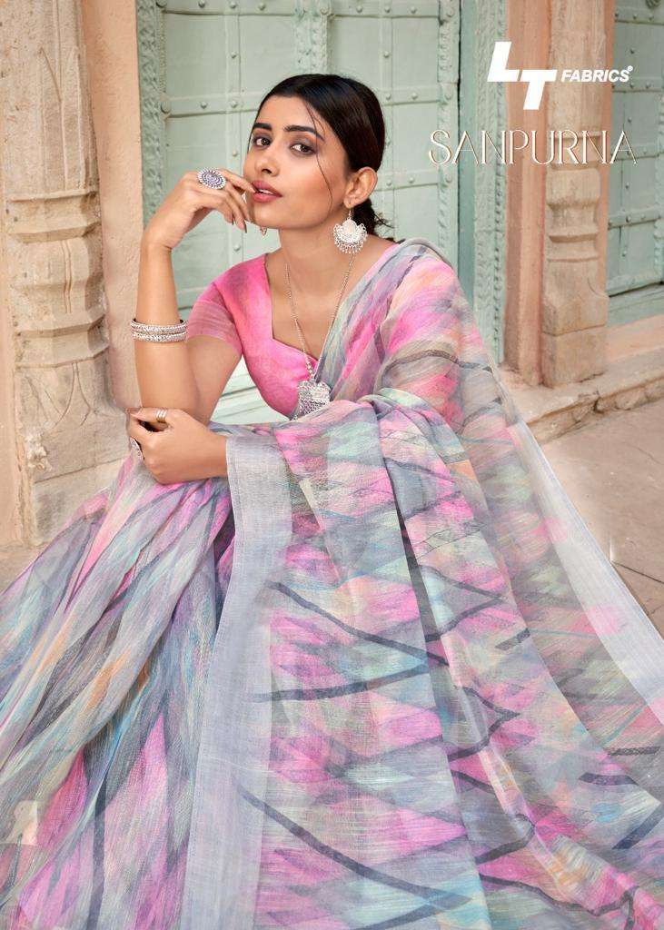 Lt sarees presents Sanpurna chiffon printed sarees catalog wholesaler 