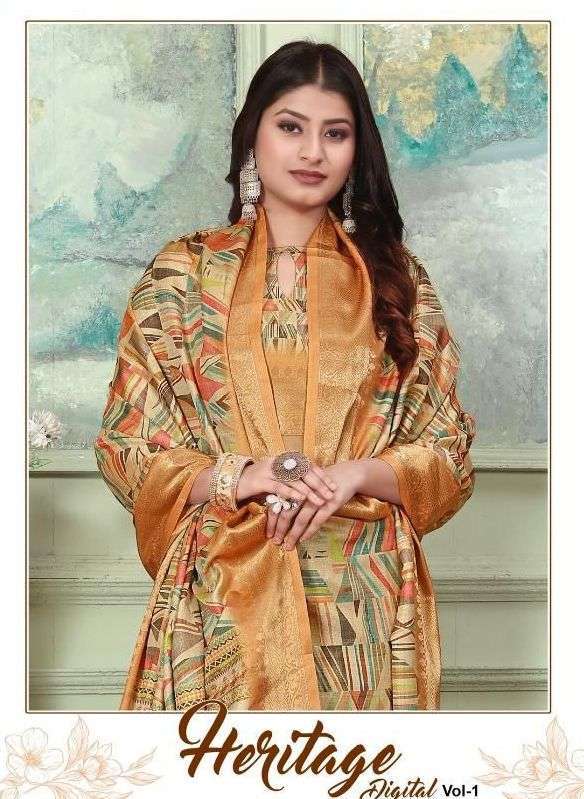Mintorsi presents Heritage digital vol-1 tusser silk printed sarees catalog wholesaler 