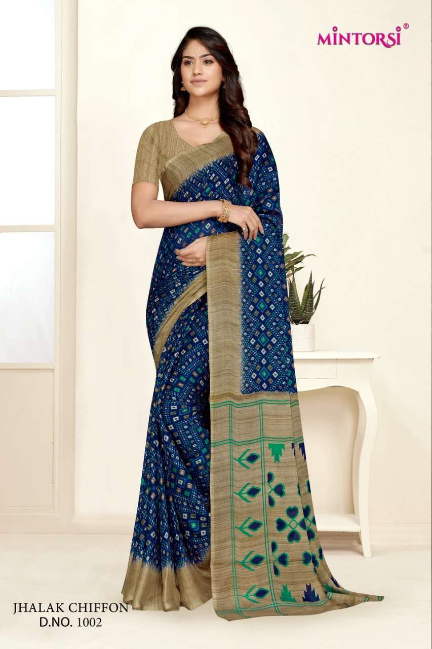 Mintorsi presents Jhalak chiffon vol-1 printed sarees catalog wholesaler 