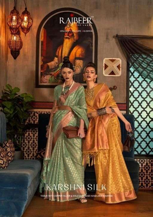 Rajbeer presents Karshni silk handloom Weaving designer sarees catalog wholesaler 