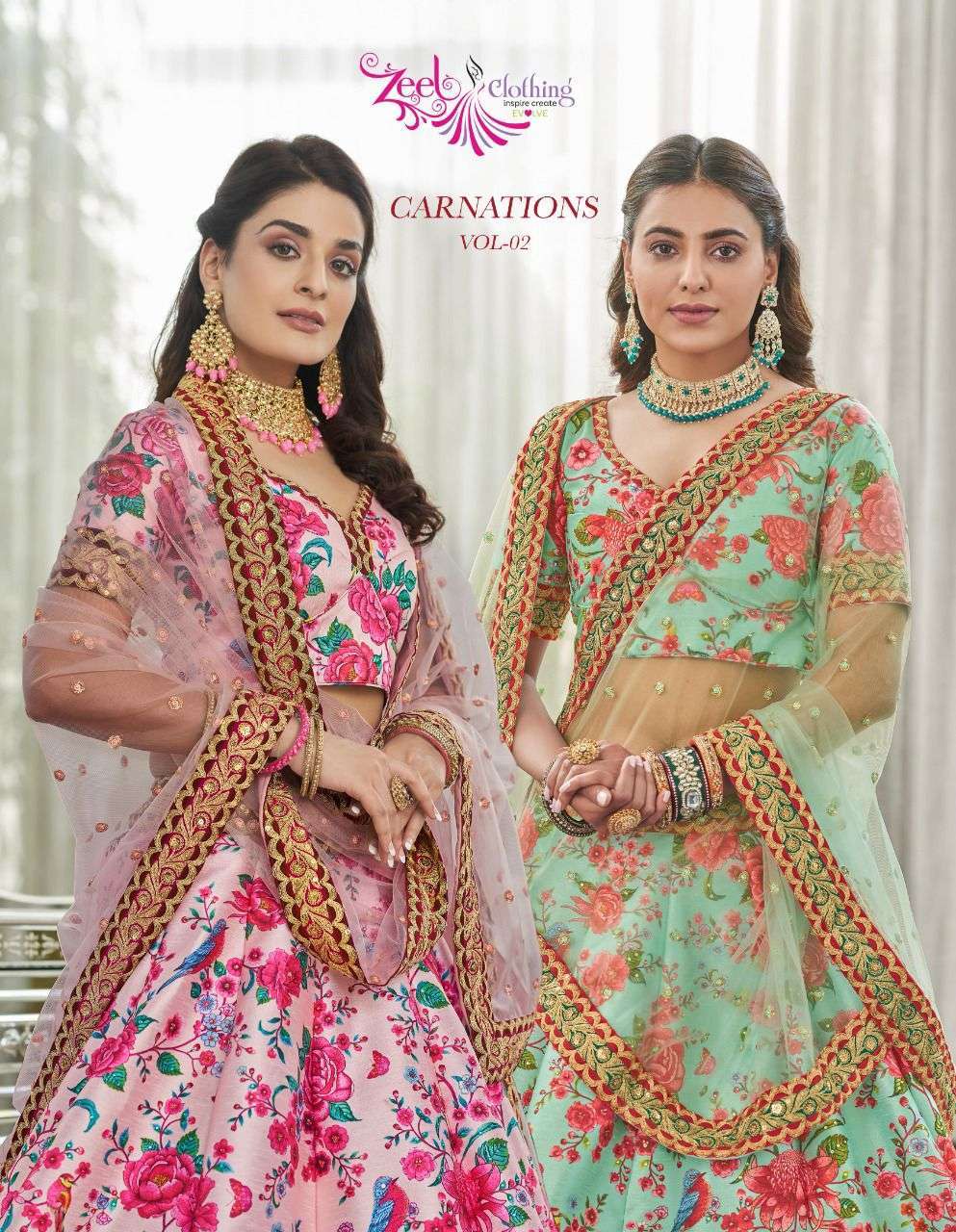Zeel fashion presents Carnation vol-2 7512 to 7516 series party wear Lahenga choli collection 