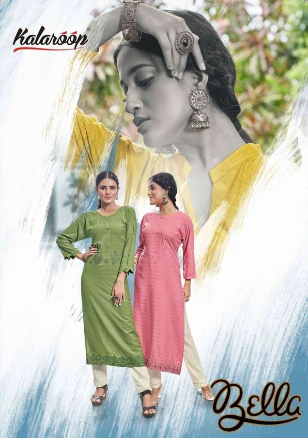 Kalaroop presents Bella Rayon daily wear kurtis catalog wholesaler 