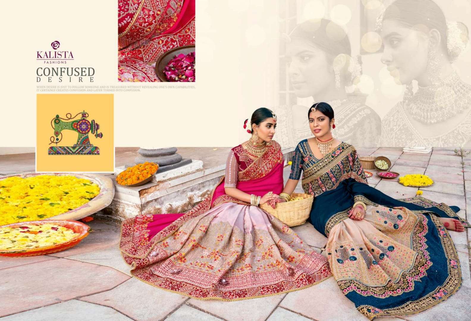 Kalista presents Khawaab vol-21 fancy heavy embroidery work sarees catalog wholesaler 
