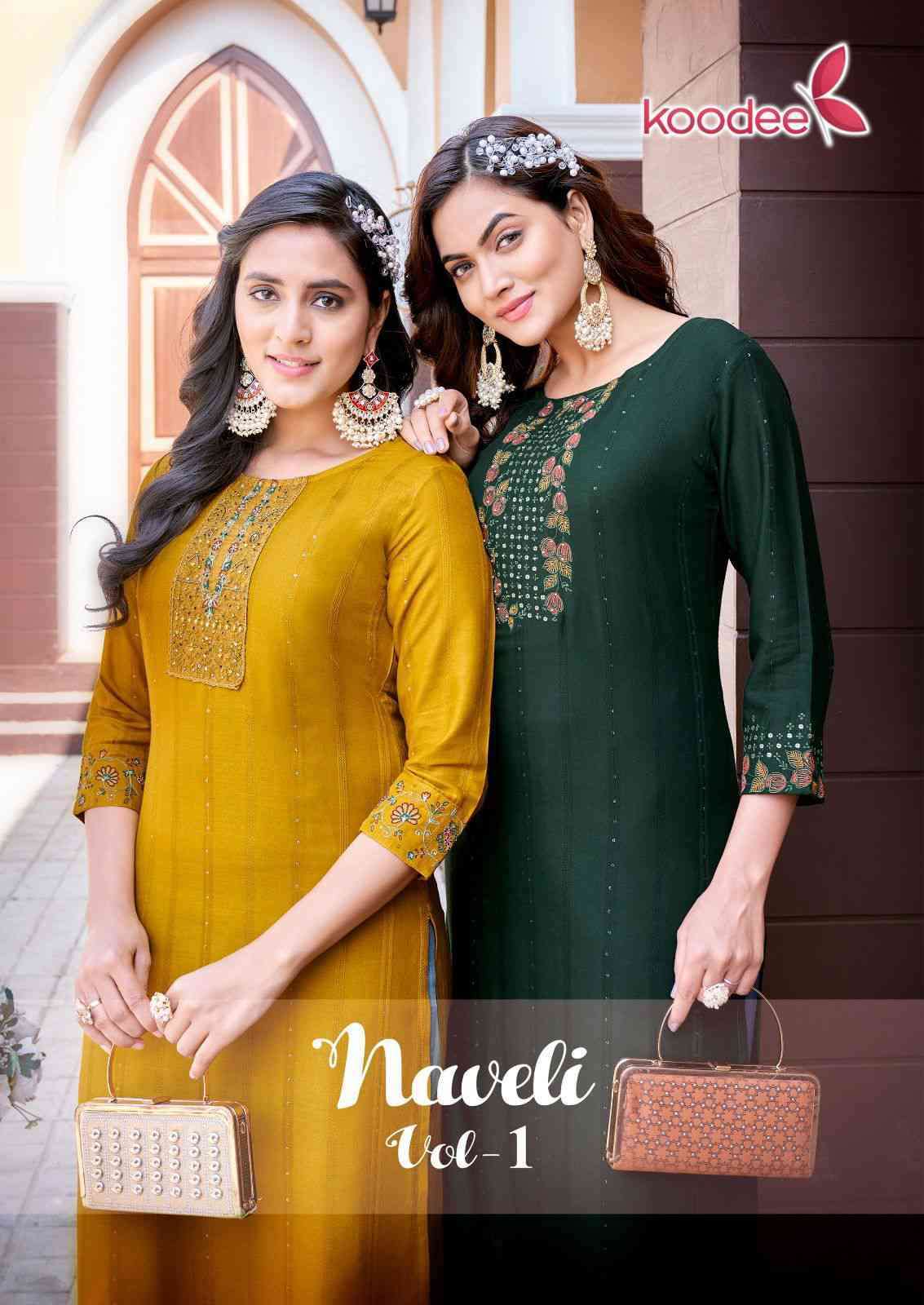 Koodee fashion presents Naveli vol-1 Rayon kurtis with pant catalog wholesaler 