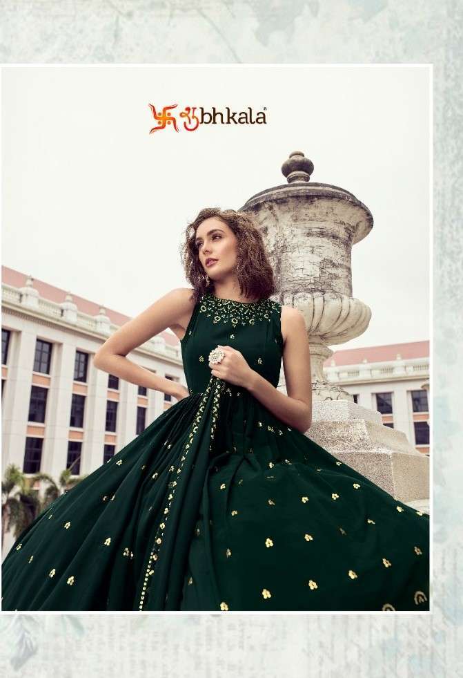 SHUBHKALA PRESENTS FLORY VOL-26 FESTIVAL AND PARTY WEAR STYLE LONG ANARKALI STYLE GOWN CATALOG WHOLESALER AND EXPORTER IN SURAT 