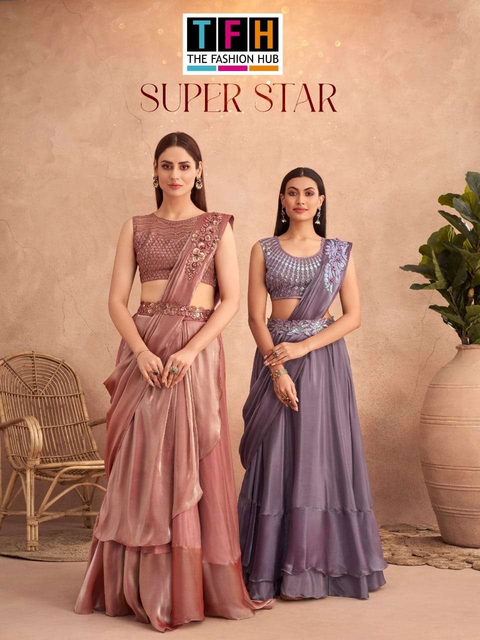 TFH PRESENTS SUPER STAR NEW DESIGNER READY TO WEAR FANCY SAREES CATALOG WHOLEALER AND EXPORTER IN SURAT