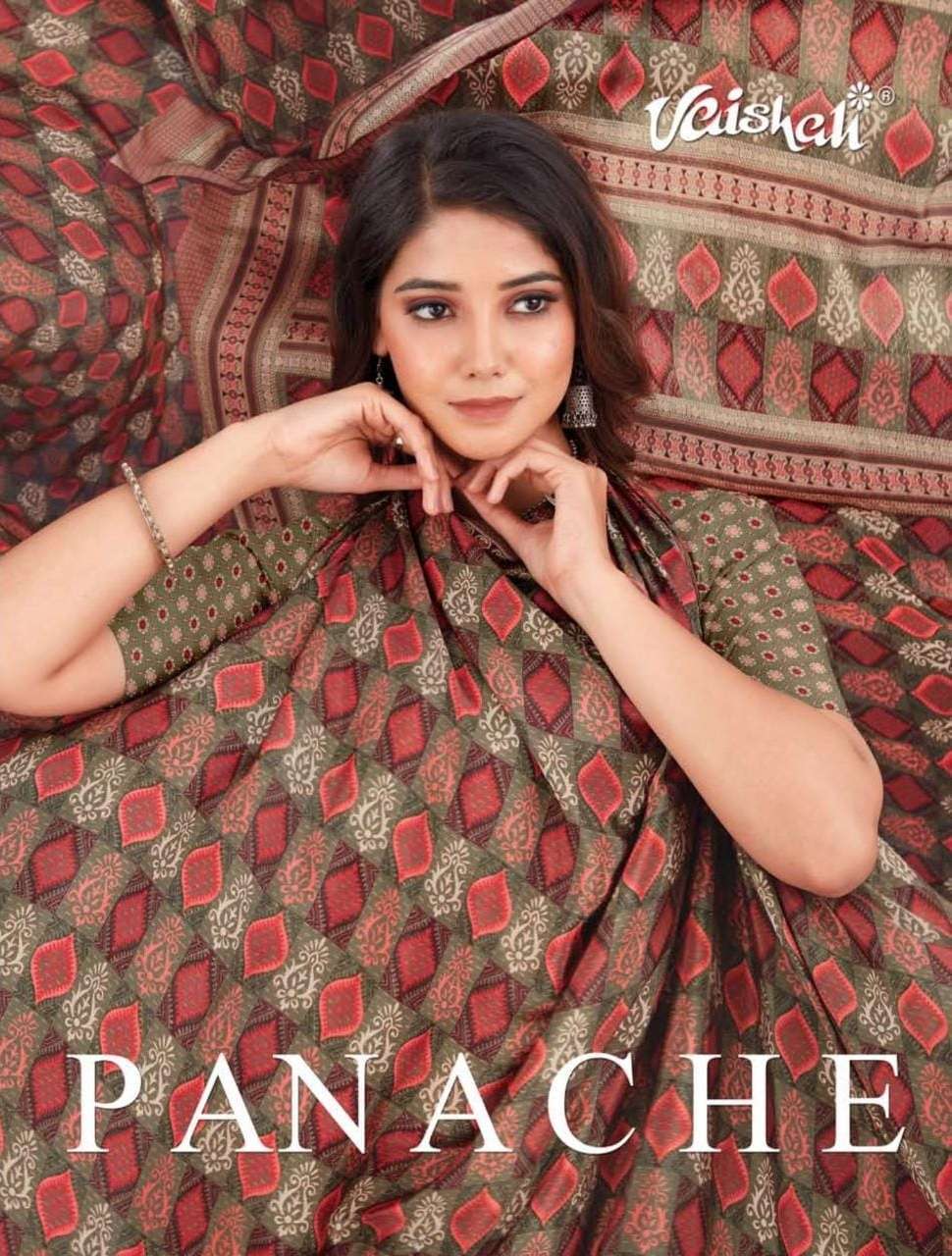 Vaishali presents Panache crape silk printed sarees catalog wholesaler 