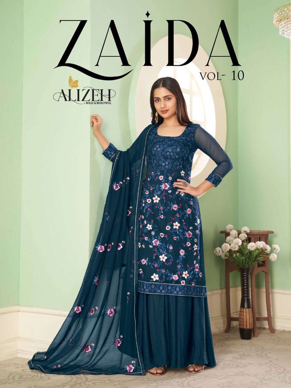 Alizeh presents zaida vol-10 georgette embroidery work salwar suit wholesaler 