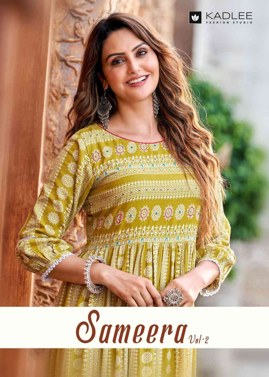 Kadlee presents Sameera vol-2 Rayon long designer gown style kurtis catalog collection 