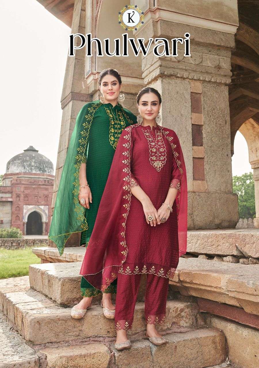 Kalki fashion presents Phulwari silk designer kurtis with pant and dupatta collection 