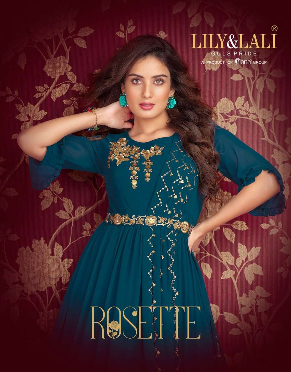 LILY AND LALI ROSETTE HEAVY GEORGETTE WESTERN STYLE GOWN CATALOG WHOLESALER AND EXPORTERS IN SURAT