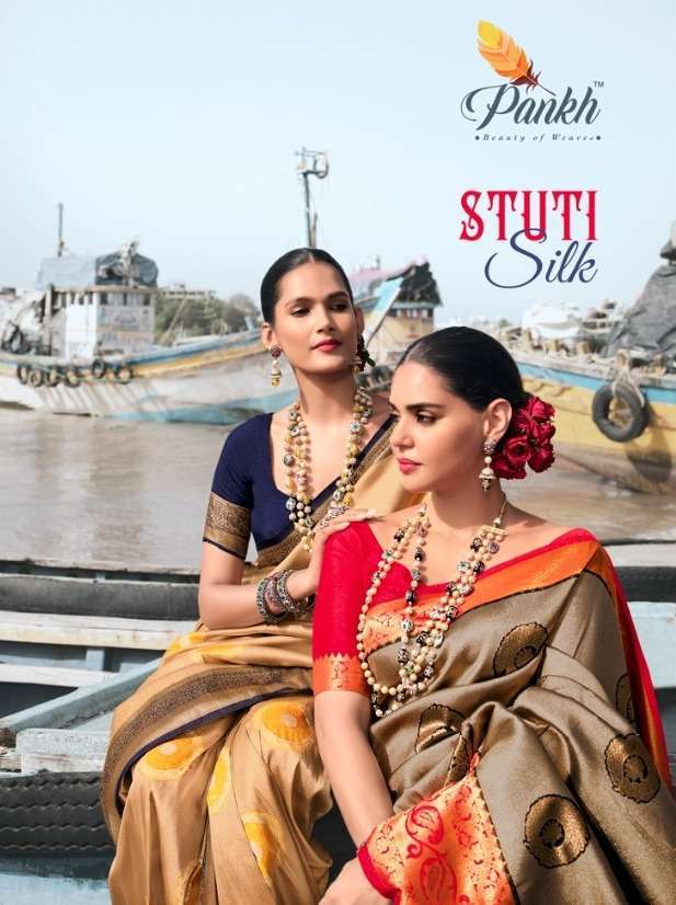 Pankh presents Stuti silk silver soft silk designer sarees catalog wholesaler 