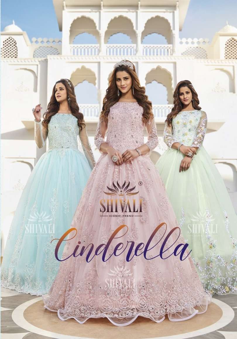 Shivali presents Cinderella heavy designer partywear readymade gown catalog wholesaler and exporters in surat