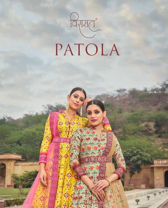 Virasat presents Patola dola silk long readymade gown catalog collection 