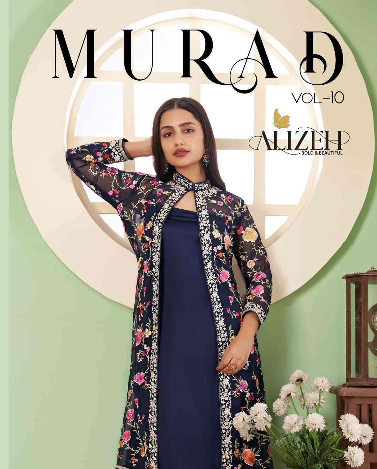 Alizeh presents Murad vol-10 georgette salwar suit with jacket catalog wholesaler 