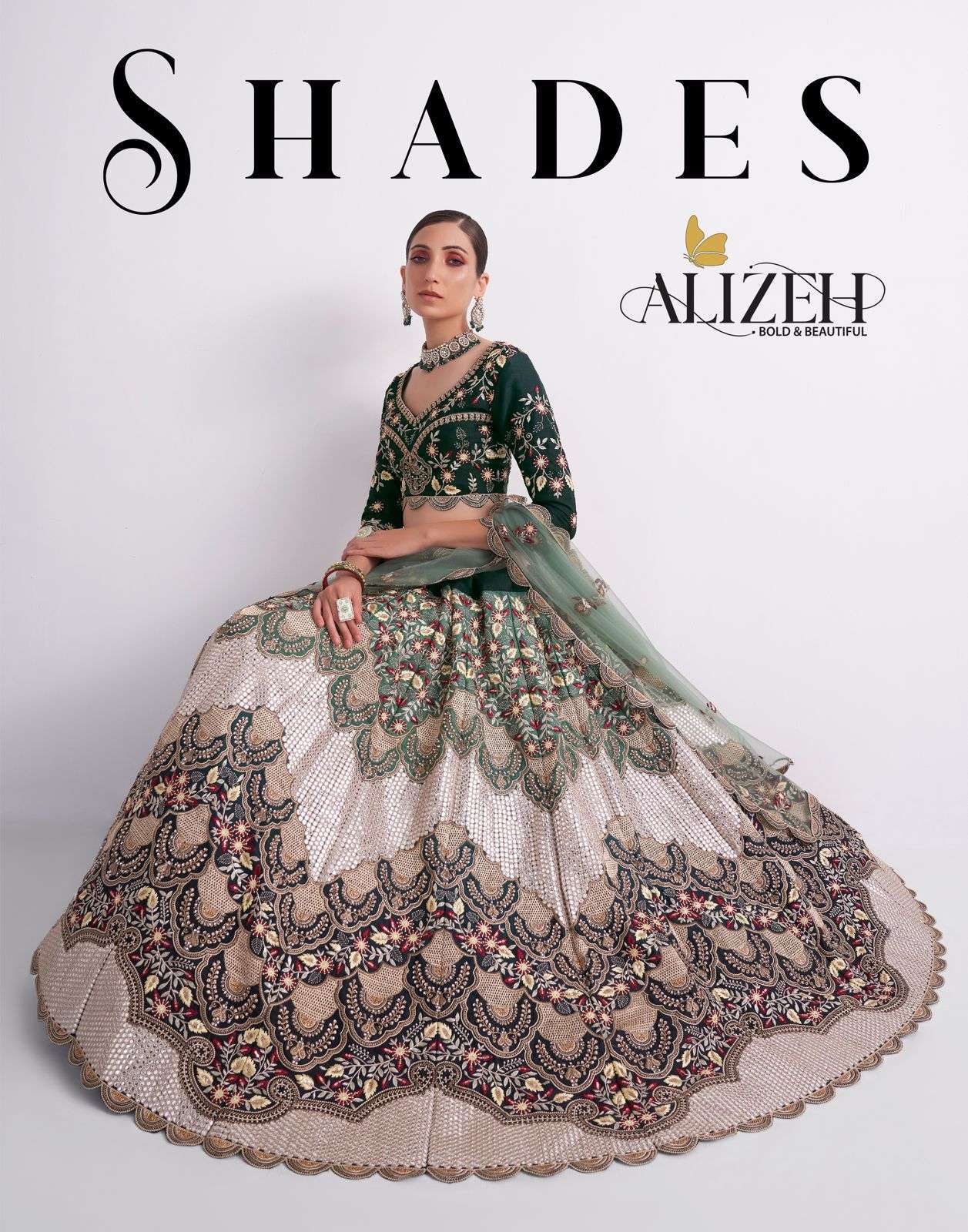 Alizeh presents Shades net silk exclusive designer wedding wear Lahenga choli collection 