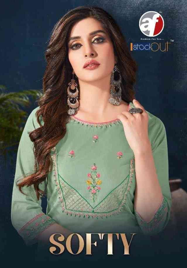 Anju Fabric presents Softy pure cotton designer kurtis with pant and dupatta collection 