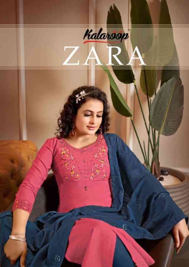 Kalaroop presents Zara Rayon designer kurtis with pant and dupatta collection 
