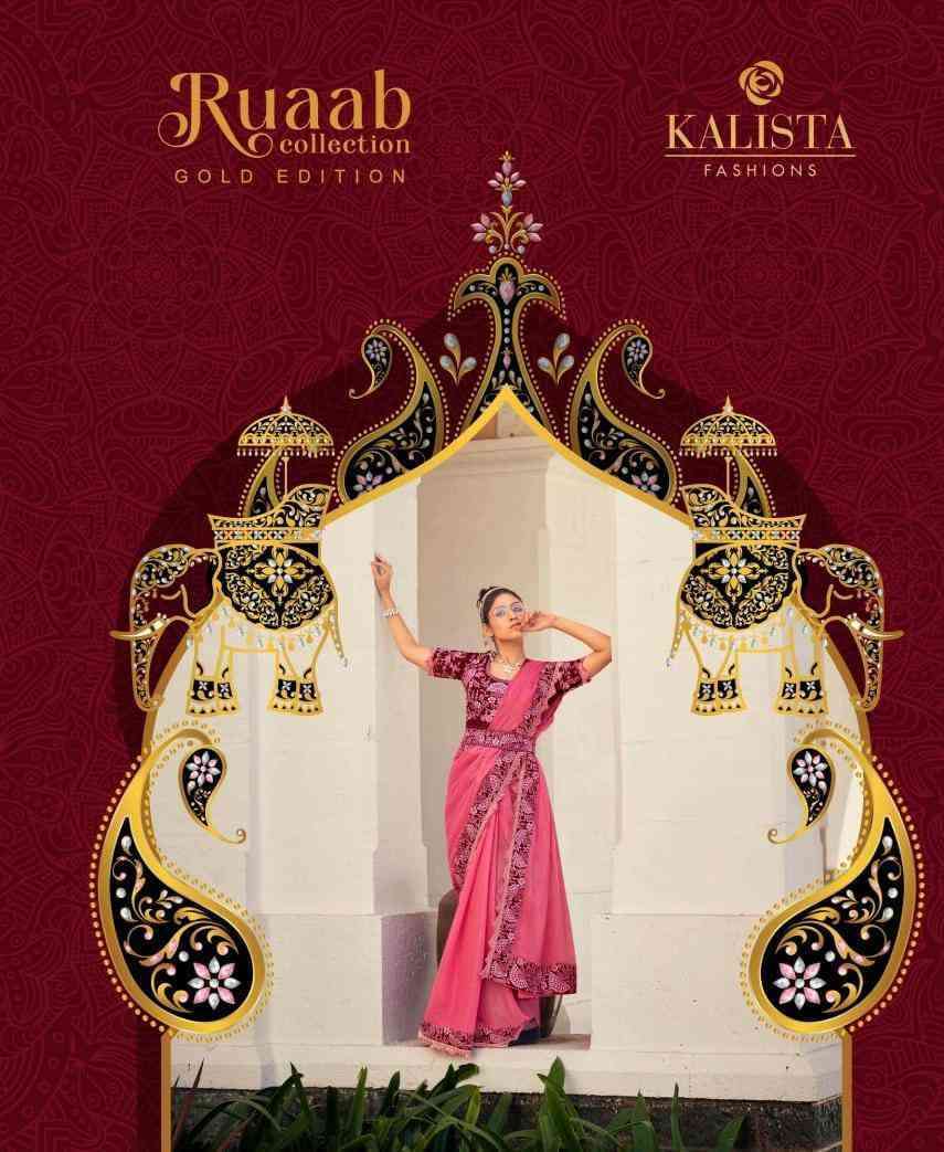 Kalista presents Ruaab collection fancy sarees catalog wholesaler and exporters 