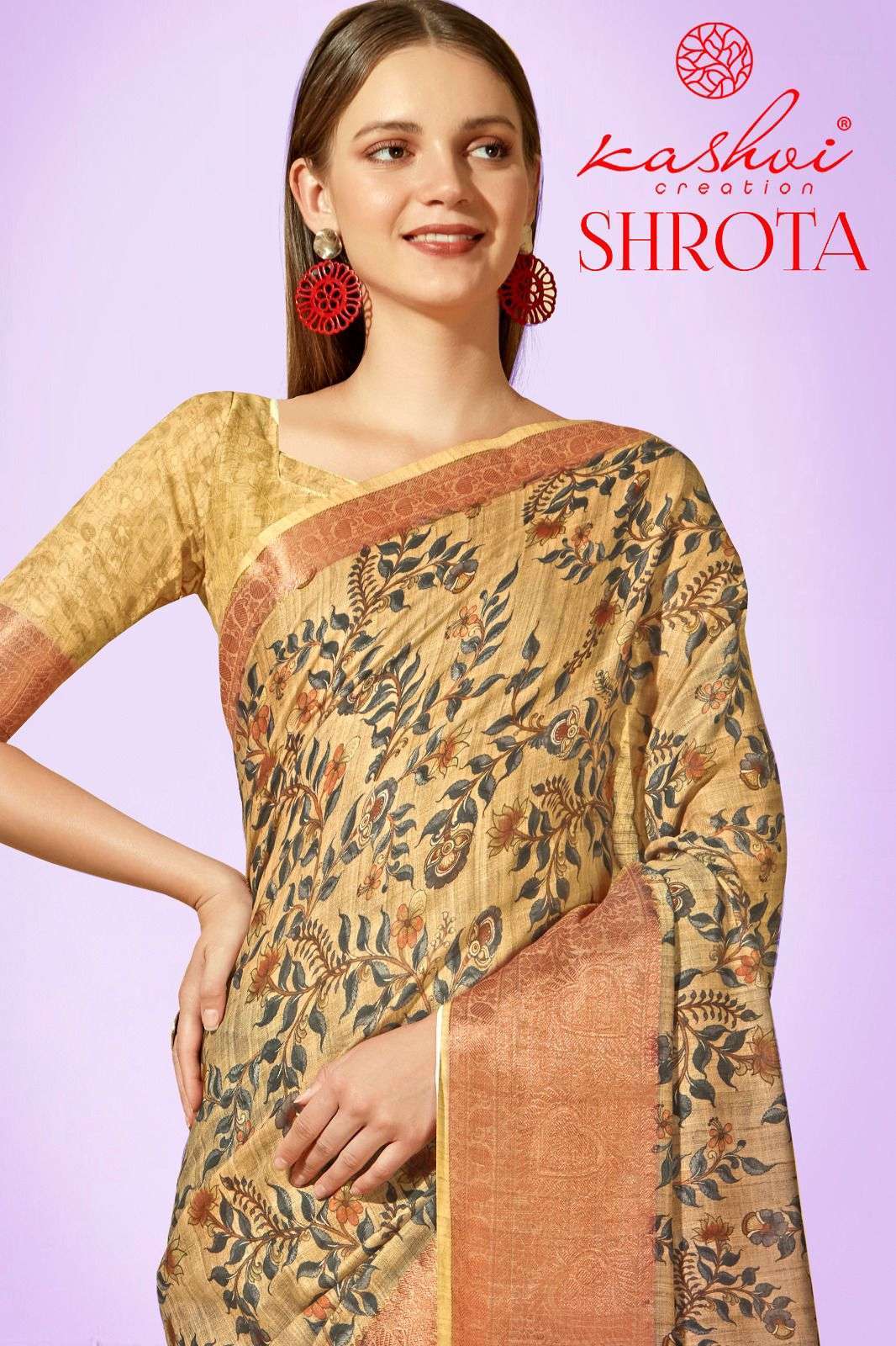 Kashvi creation presents Shrota linen silk digital print sarees catalog wholesaler 