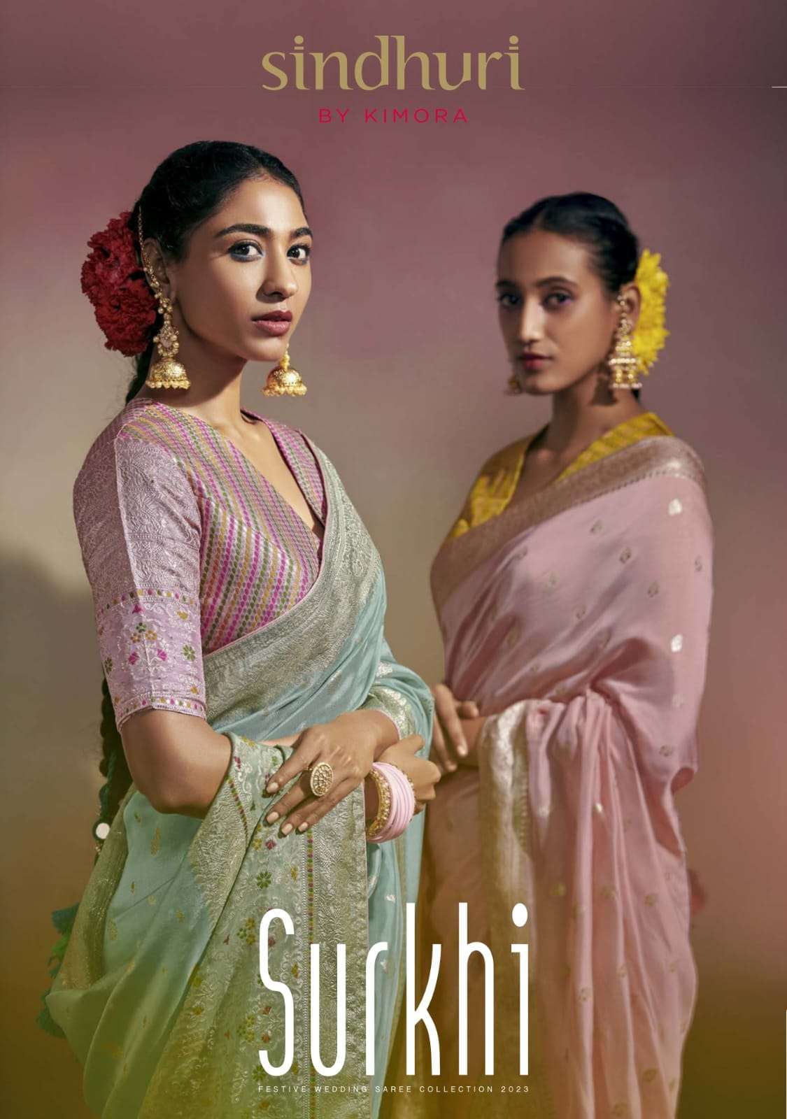 Kimora presents Sindhuri Surkhi pure viscose exclusive designer party wear sarees catalog collection 