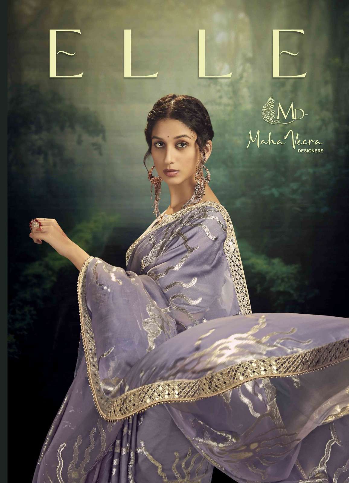 Mahaveera designers presents Elle rangoli jacquard fancy party wear sarees catalog collection 