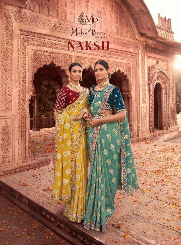 Mahaveera designers presents Naksh viscose jacquard exclusive bridal Sarees catalog wholesaler 