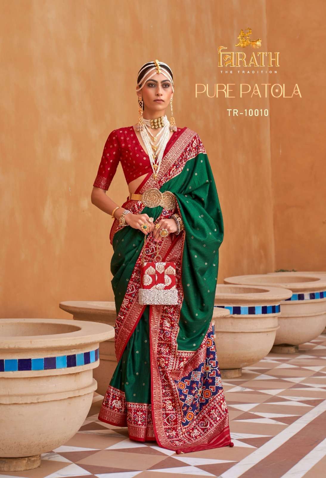 RATH PRESENTS TRIRATH INDIAN PATOLA STYLE FANCY SAREES CATALOG WHOLESALER AND EXPORTER IN SURAT 
