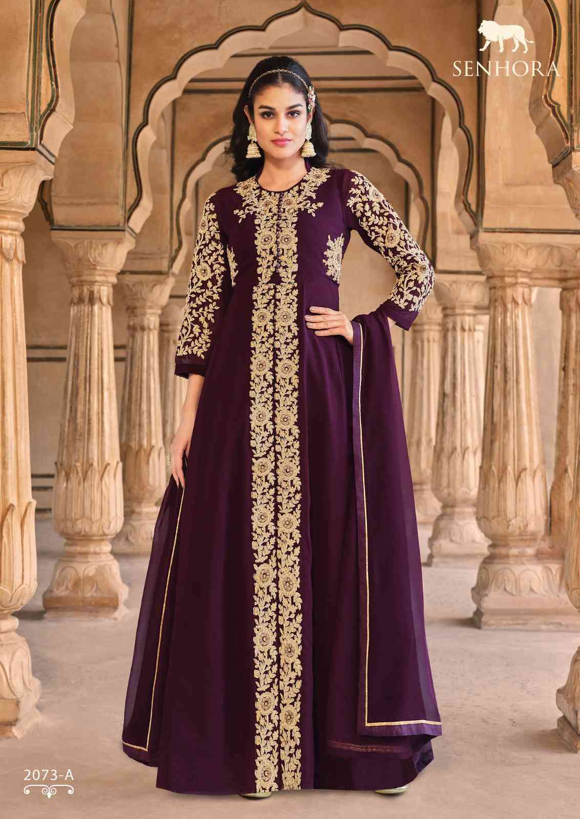 Senhora presents Aadhya 2073 colors real georgette designer gown style salwar suit wholesaler 