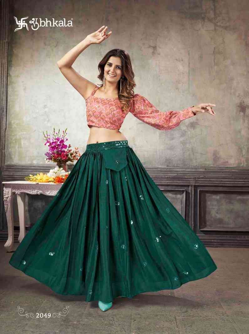 Shubhkala presents Frill and flare vol-5 art silk party wear crop top catalog collection 