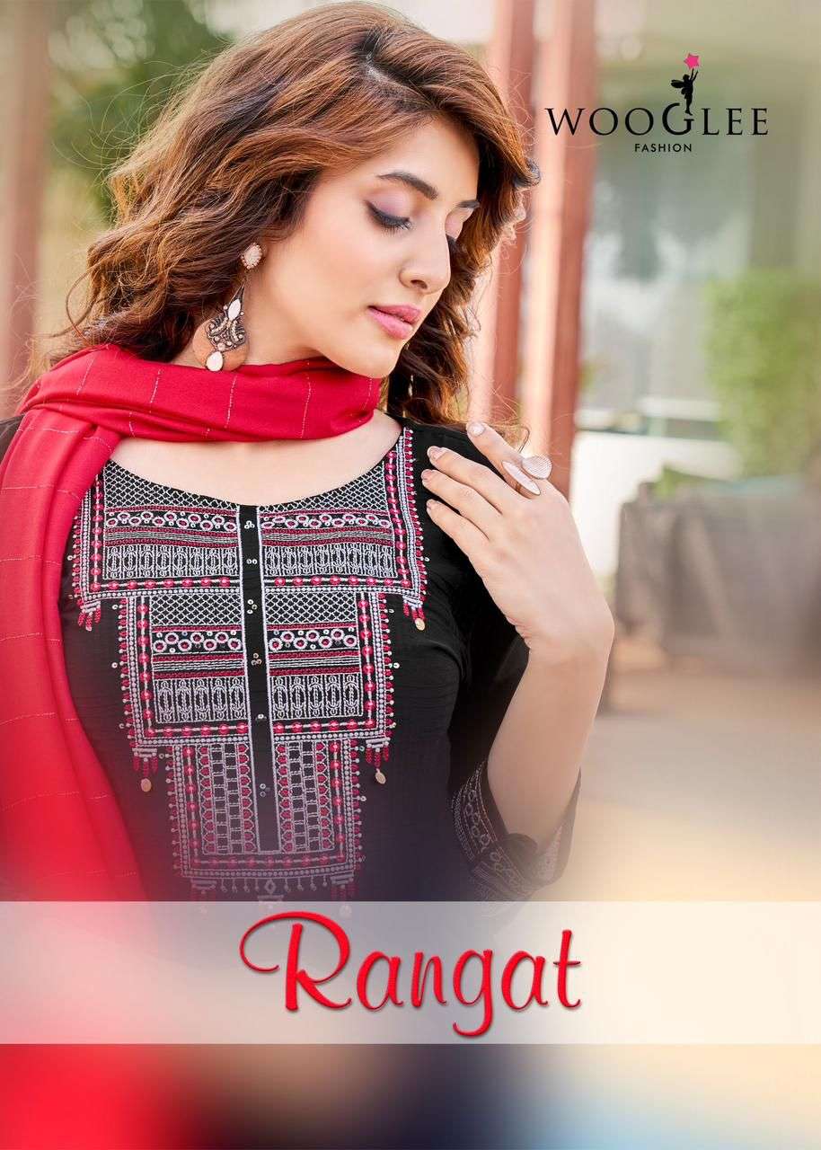 Wooglee presents Rangat Viscose Weaving exclusive designer party wear kurtis with pant and dupatta collection 