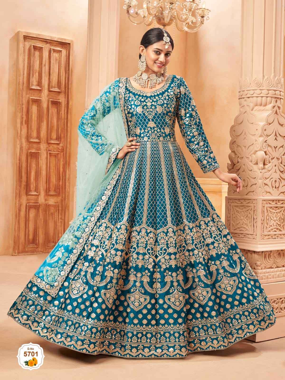 Aanaya vol-157 art silk heavy designer bridal wear gown catalog wholesaler and exporters 