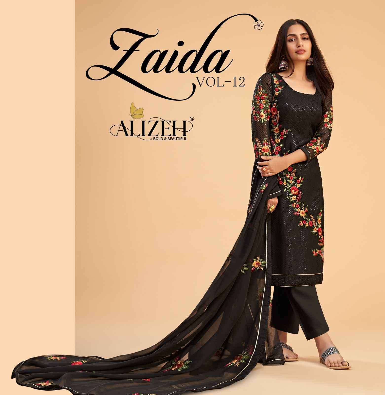 Alizeh Presents Zaida Vol-12 Fancy Work Designer Festive Wear Salwar Suits Catalog Wholesaler And Exporter In Surat 