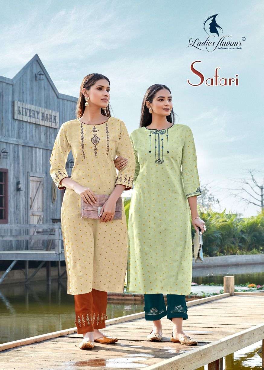 Ladies flavour presents Safari designer kurtis catalog wholesaler 
