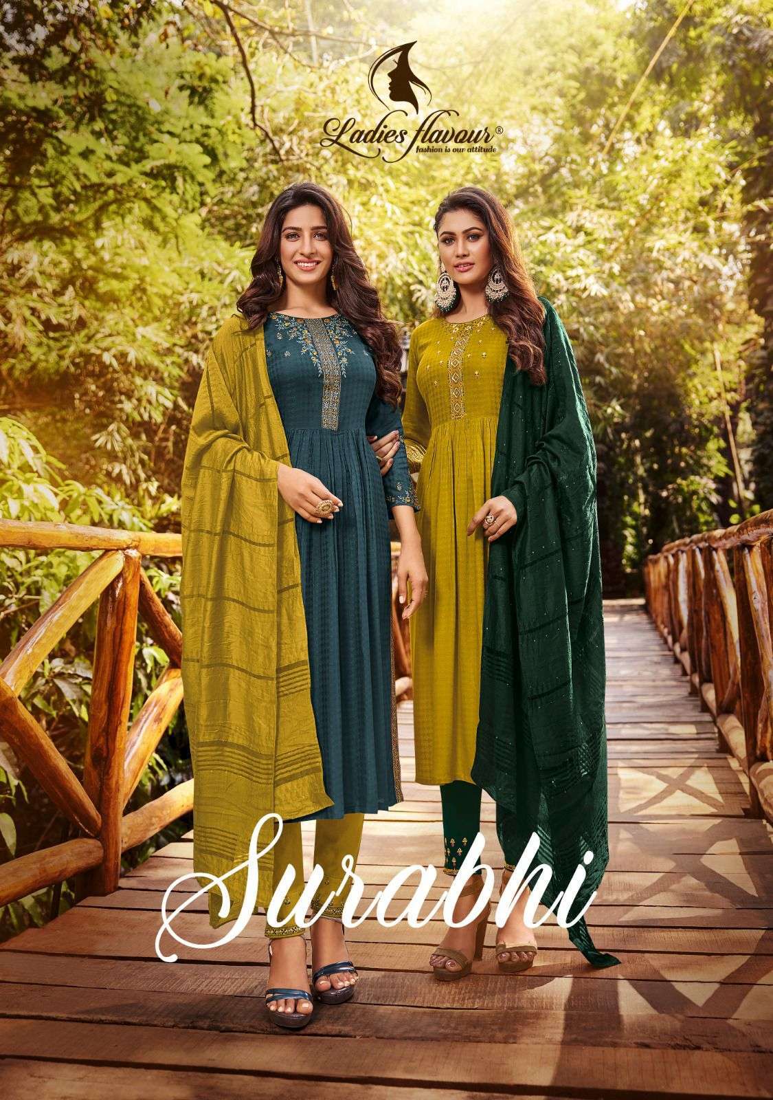 LADIES FLAVOUR PRESENTS SURABHI  READYMADE WEAVING BUTTI KURTI WITH BOTTOM AND DUPATTA  CATALOG WHLESALER AND EXPORTER IN SURAT 