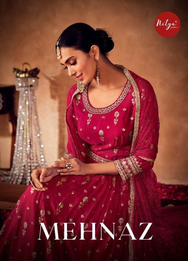 NITYA LT FASHION PRESENTS MEHNAZ READYMADE LONG GOWN STYLE SALWAR SUITS CATALOG WHOLESALER AND EXPORTER IN SURAT 