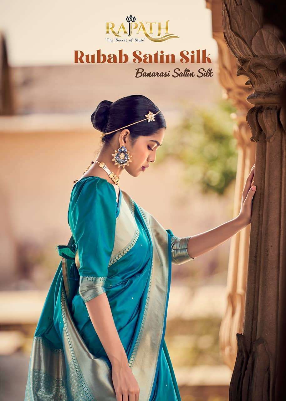 Rajpath Presents Rubab Satin Silk 76001 Fancy Banarasi Satin Silk Saree catalog Wholesaler and Exporter in surat