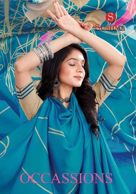Sushma presents Occassions satin printed sarees catalog wholesaler 