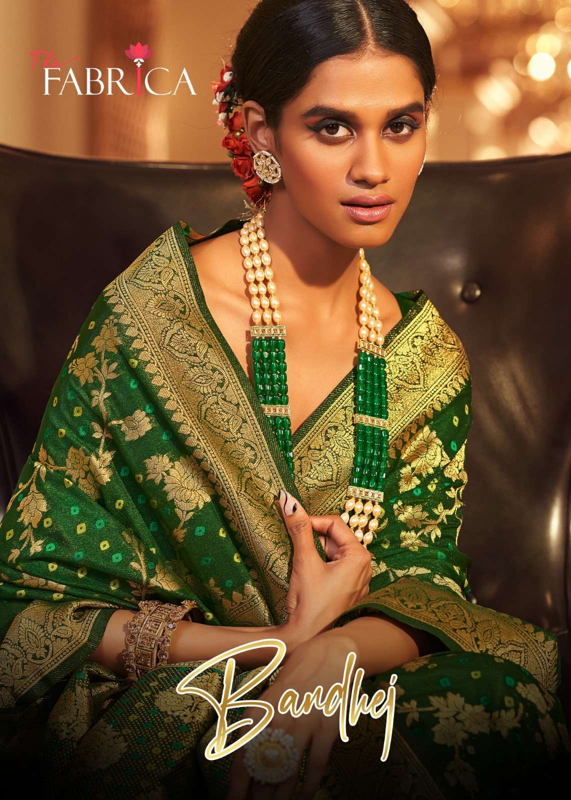 The fabrica presents Bandhej pure chiffon with jacquard border sarees catalog wholesaler 