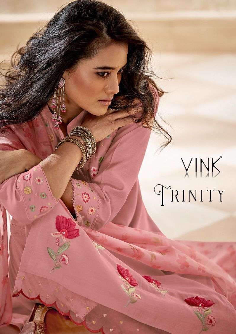 VINK PRESENTS TRINITY READYMADE FLOWER PRINT KURTI WITH PANT AND DUPATTA CATALOG WHOLESALER AND EXPORTER IN SURAT 