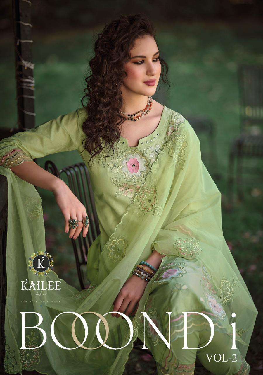 KAILEE FASHION PRESENTS BOONDI VOL-2 DESIGNER FLOWER HANDWORK KURTI WITH PANT AND DUPATTA CATALOG WHOLESALER AND EXPORTER IN SURAT 