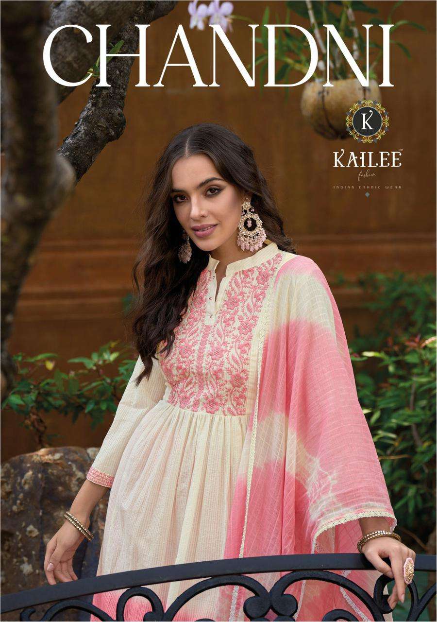 KAILEE FASHION PRESENTS CHANDNI READYMADE SUMMER WEAR KURTI WITH BOTTOM AND DUPATTA CATALOG WHOLESALER AND EXPORTER IN SURAT 