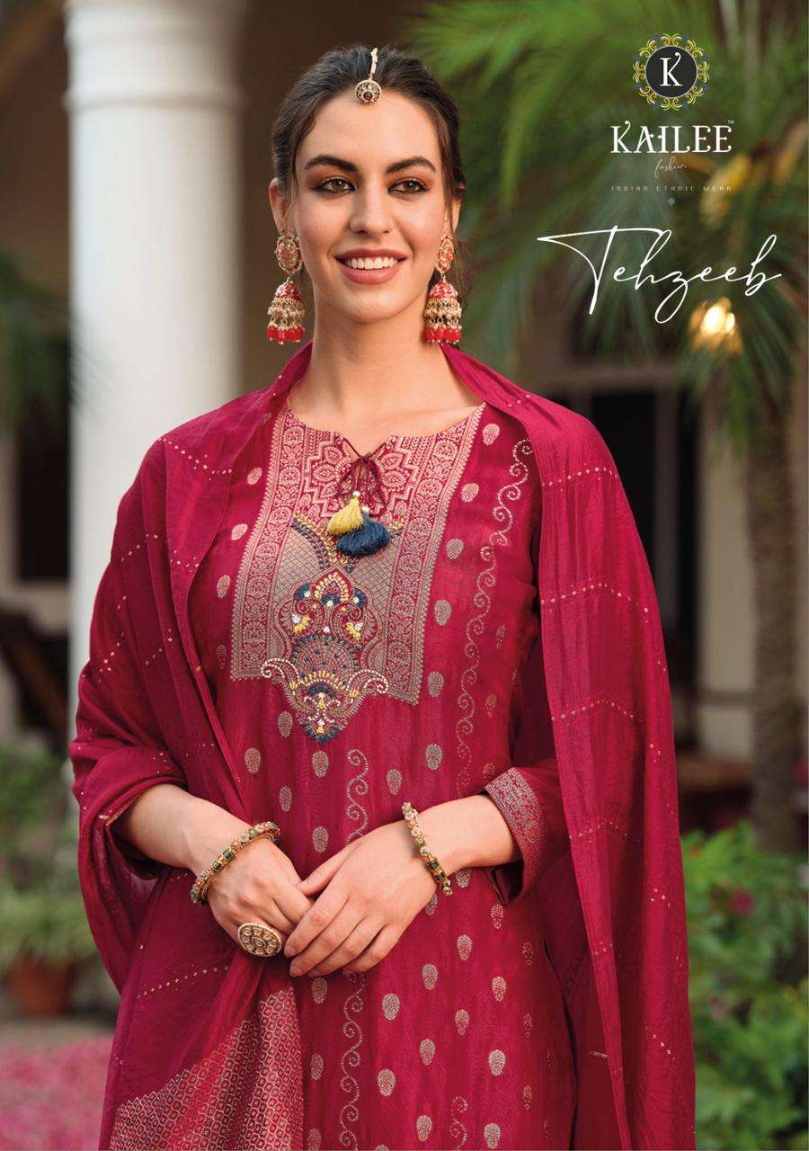 Kailee Fashion presents Tehzeeb pure viscose designer kurtis with pant and dupatta collection 