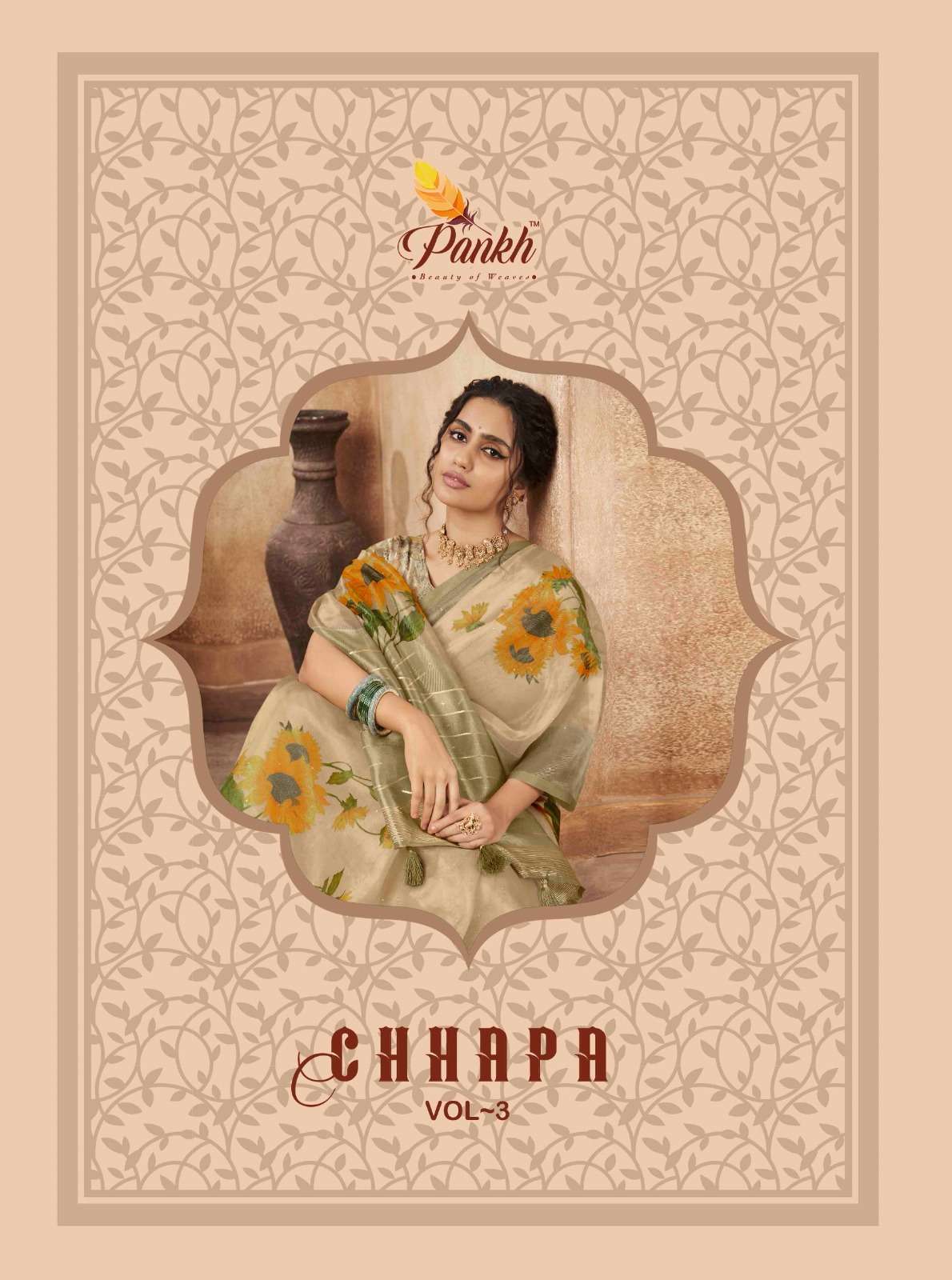 Pankh presents Chhapa vol-3 organza fancy digital printed sarees catalog wholesaler and exporters 
