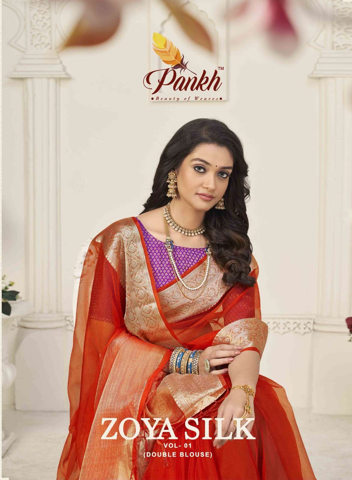 Pankh presents Zoya silk vol-1 organza sarees catalog wholesaler and exporters 